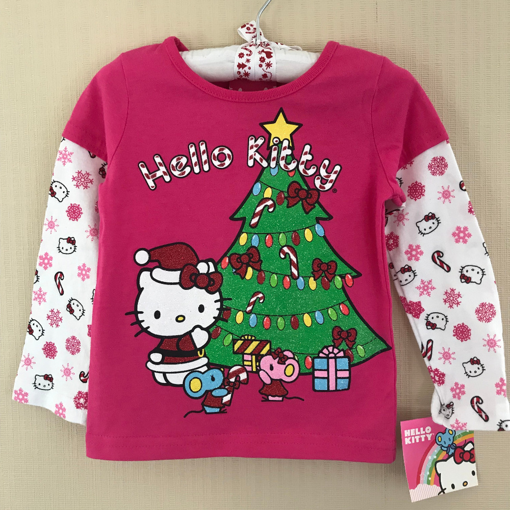 Hello Kitty Holiday Christmas Tee Baby Toddler Top Girl Pink